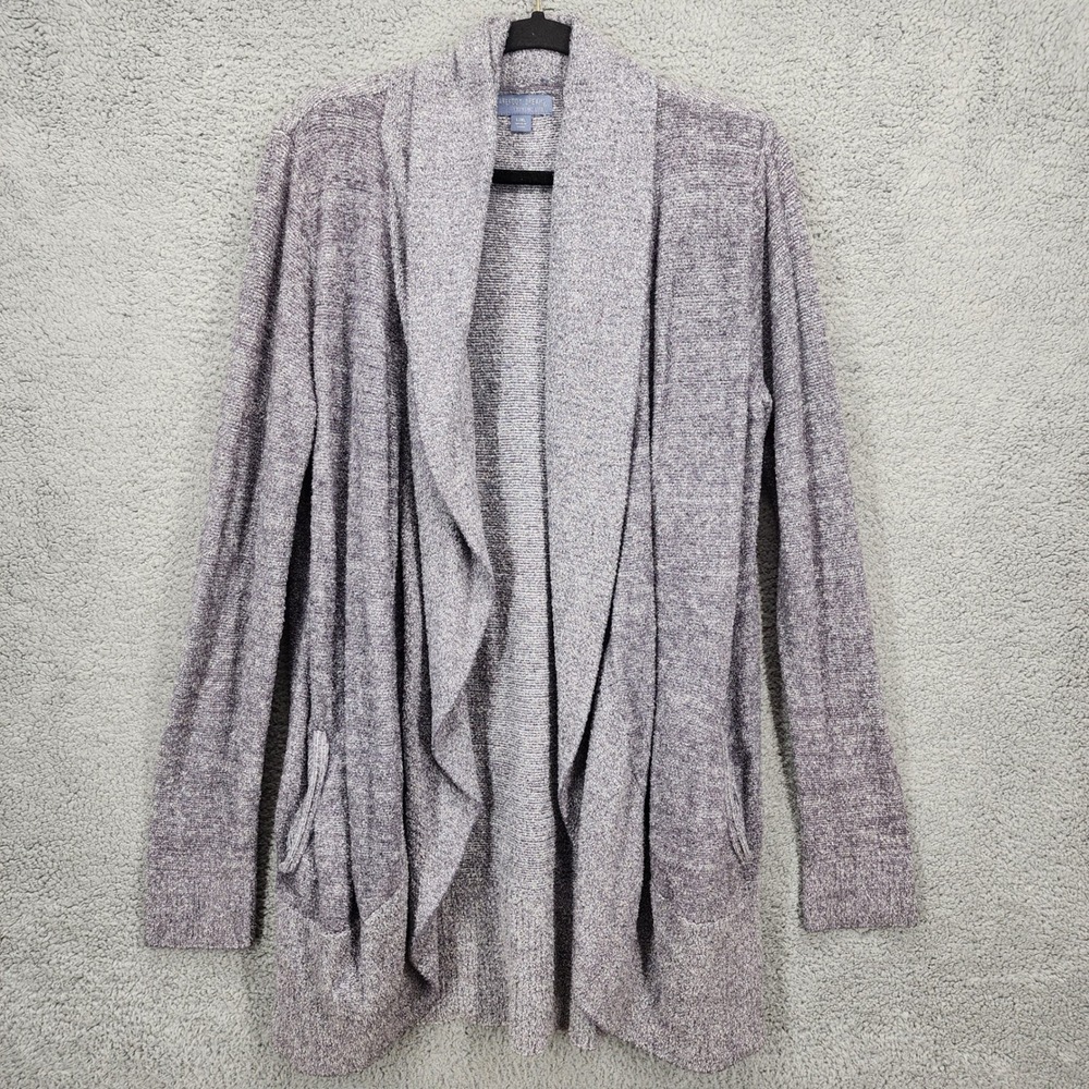 Barefoot‎ Dreams CozyChic Lite Cardigan L/XL Open Front Pockets Heathered Gray